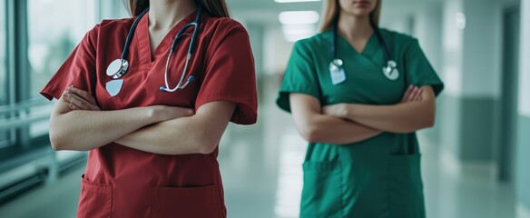 Fototapeta premium The Nurses in Hospital Uniforms