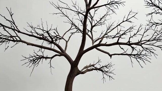Dry tree branches isolated against a plain white background.