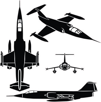 Military fighter jet vector set 