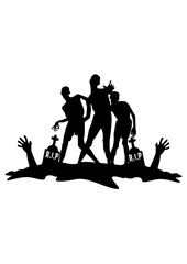 Halloween Scene | Zombie | Apocalypse | Zombie Invasion | Halloween | Dead Human | Undead | Scary Zombie | Original Illustration | Vector and Clipart | Cutfile and Stencil