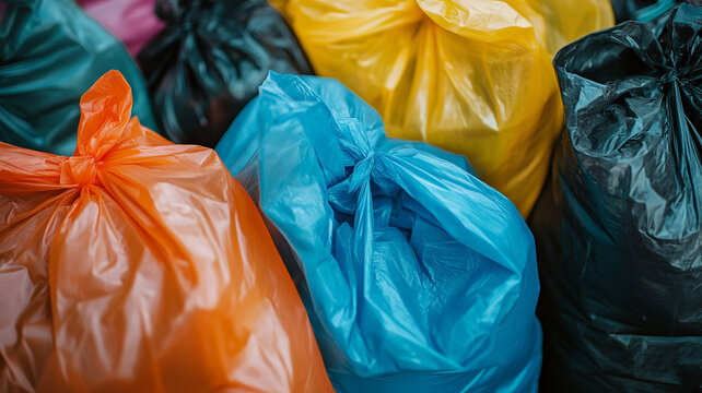 Colorful collection of recyclable waste bags representing America Recycles Day event