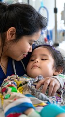 Obraz premium Asian Pediatric Hospital Staff Caring for Young Patients in Medical Setting