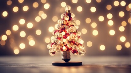 Fototapeta premium Designer Christmas tree made from light bulbs