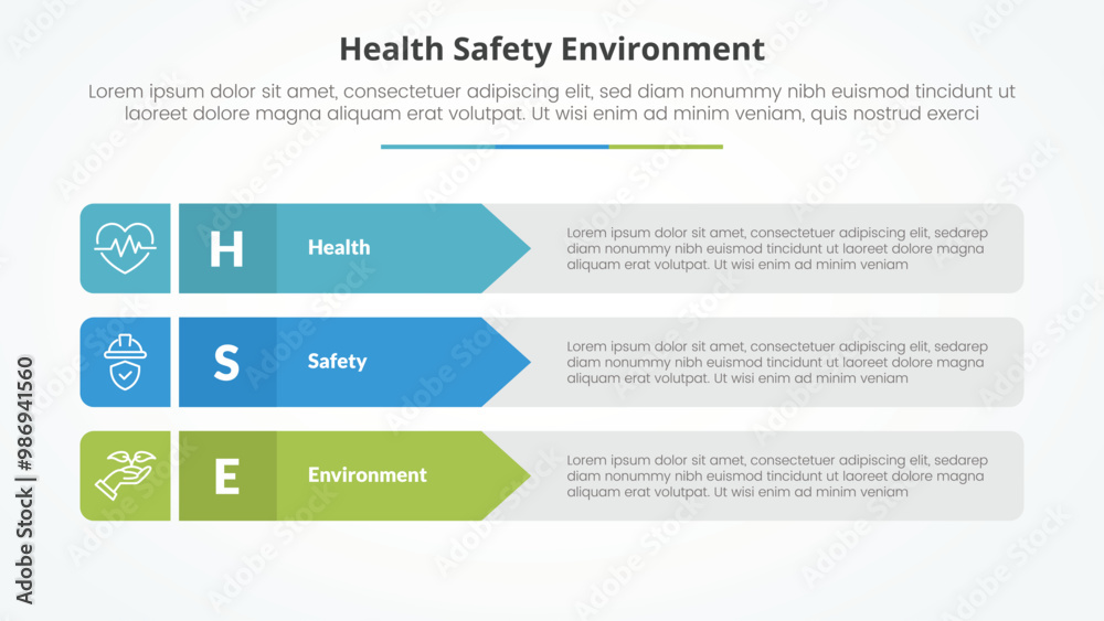 Aufkleber hse infographic concept for slide presentation with rectangle arrow stack with 3 point list with fla