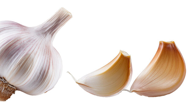 Set of garlic isolated on white background