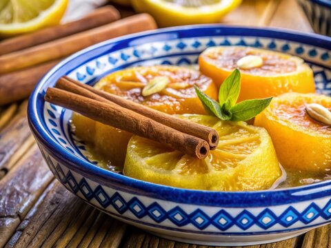 Delightful traditional Portuguese aletria dessert, infused with cinnamon and lemon, elegantly presented in a stunning