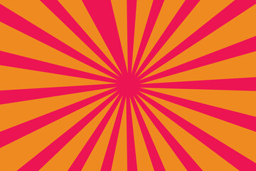 Pop art red comic background with sun burst and dot halftone. Cartoon retro pattern strips. Vintage backdrop for comic superhero text, speech bubble, message.
