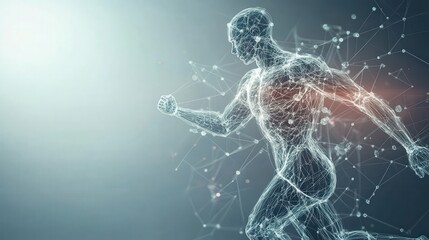 Scientific analysis neural pathways impact on athlete performance visualized on copy space background