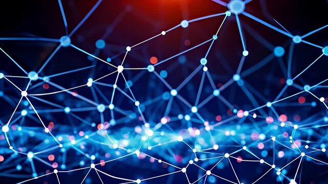 Abstract technology background with connection lines and dots. Futuristic network concept. Digital data web mesh. Blue geometric internet space. Modern communication.