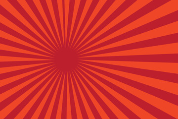 Abstract sunbeams background. Bright sunbeams on red background.