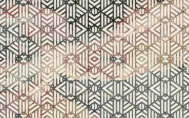 Modern Boho trending style Carpet design illustration with distressed and grunge texture in high resolution
