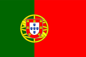 National flag of Portugal. Accurate dimensions and official colors. Symbol of patriotism and freedom. Vector illustration