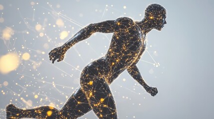 Scientific Visualization Neural Connections affecting athlete muscles sport body Development concept