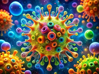 Vibrant and imaginative amoeba clipart designed for educational science projects, perfect for enhancing materials and