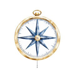 Elegant Watercolor Compass Illustration with Detailed Design