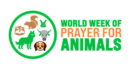 World Week of Prayer for Animals background or banner design template is observed every year in October. Holiday concept. Template for card, poster, placard, template. eps 10
