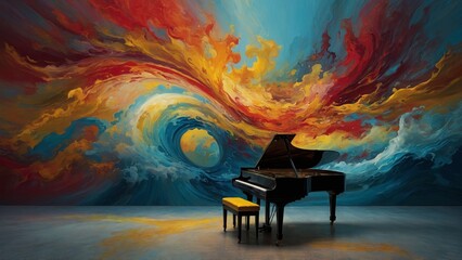 abstract music background with piano and musical instruments
