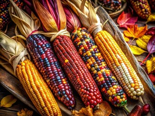 Vivid watercolor artwork of Indian corn, showcasing rich colors and intricate textures, perfect for enhancing your