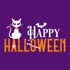 simple and attractive vector happy halloween text graphic object for social media poster and banner