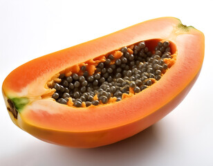 Piece papaya fruit isolated on white background