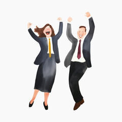 Joyful businesspeople celebrating success