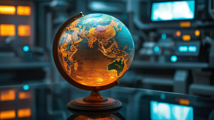 Striking Illuminated Globe with Vivid Colors
