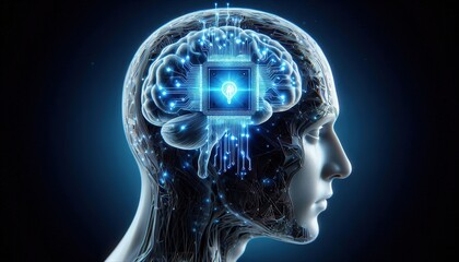 Obraz premium Neural Integration The Fusion of Brain and Technology