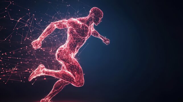 Kinetic energy study athlete motion showcasing dynamic movement on blank slate copy space background