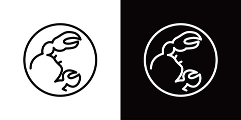 月の蟹のシンプルなラインアイコン