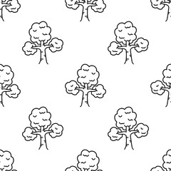 Cartoon doodle tree seamless pattern.