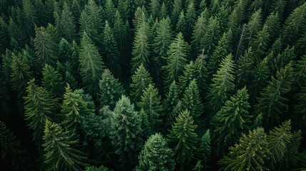 Fototapeta premium Forest trees aerial top view, Rainforest ecosystem and healthy environment concept and background, Forest landscape texture of green trees from above