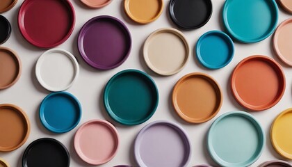 A collection of colorful plates arranged in a circle