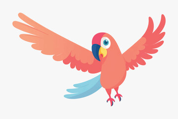 Colorful parrot with open wings