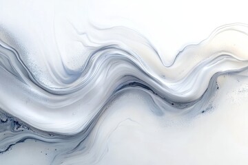Abstract Gray and White Swirling Liquid Art