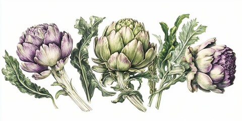 Artichoke Trio: A Botanical Illustration 