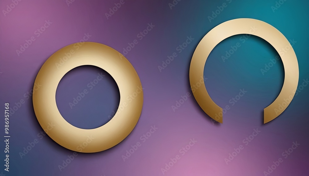 Poster two gold circles with one of them cut in half