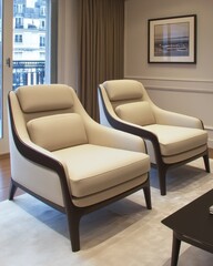 Modern Living Room Interior Design with Two Comfortable Armchairs