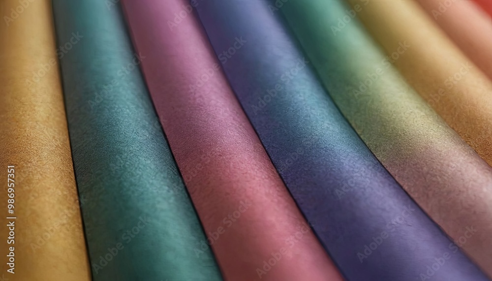 Poster a row of colorful fabric with a rainbow pattern