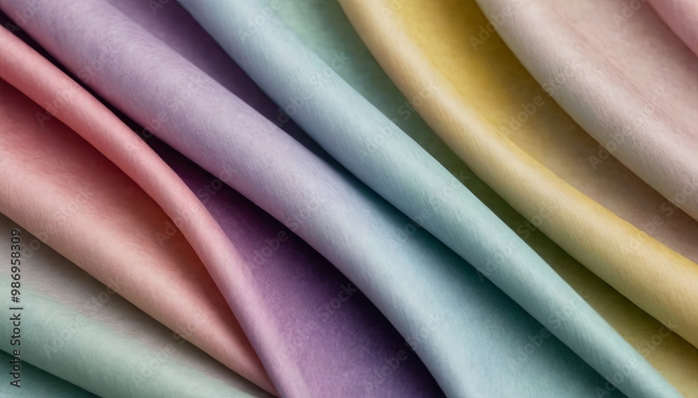 Poster A row of colorful fabric with a rainbow pattern