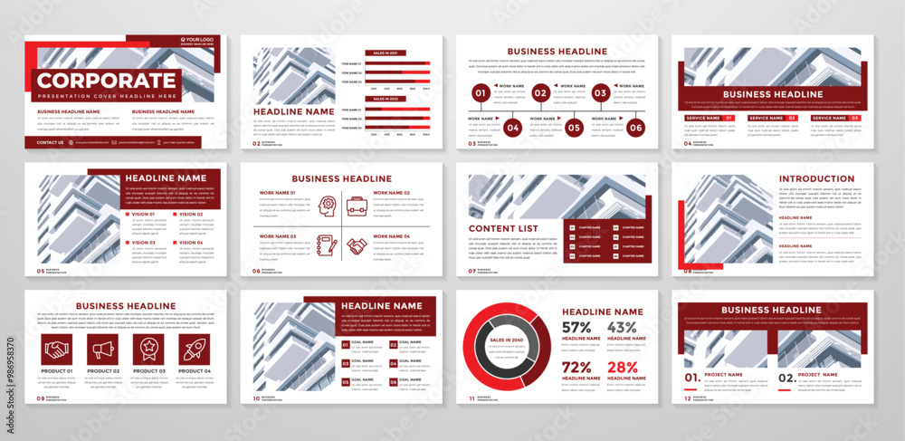 Wall mural business presentation layout template design with minimalist style and modern concept use for busine