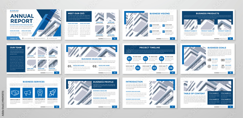 Wall mural business presentation layout template design with minimalist style and modern concept use for busine