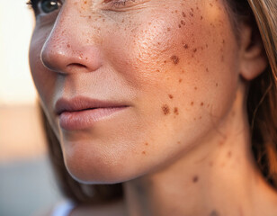 Woman Suffering From Sun Damage Actinic Keratosis