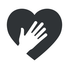 A donation symbol featuring a hand reaching out to a heart, representing giving and charity, ideal for nonprofit organizations and fundraising efforts