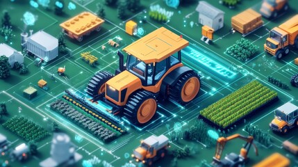 Smart Farming   Agriculture Technology with Tractor and Drone