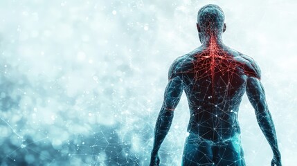 Sports science study Neural network visualization in athlete body activity concept plain background