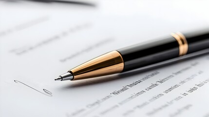 Contract Ready for Signature with Pen Placed Beside on White Background