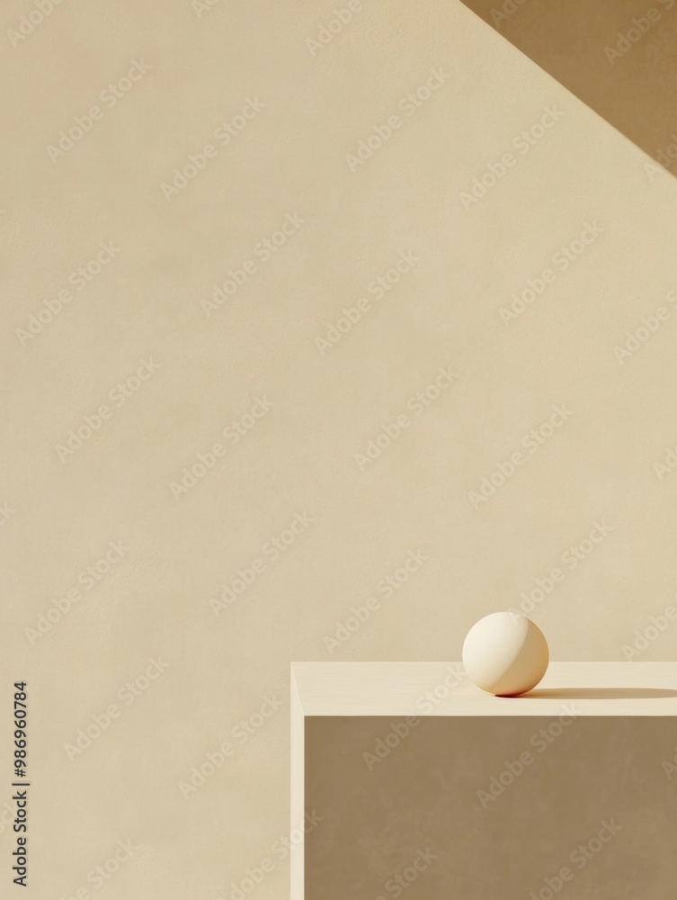 Poster Minimalist Geometric Balance Abstract Composition with Neutral Tones and Simple Shapes