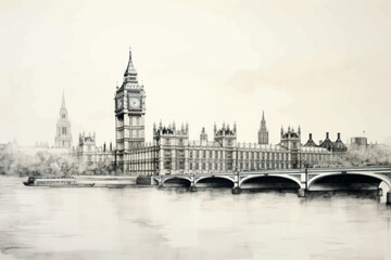 Naklejka premium Iconic London landmark illustration
