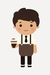 Cute barista cartoon character illustration