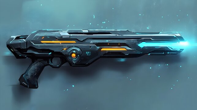 Futuristic Sci-Fi Blaster Spacecraft in Cosmic Glowing Universe